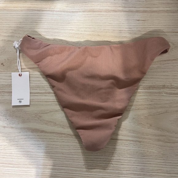Good American Ribbed Better Bikini Cheeky Bottoms Size 3 Large Desert Rose Pink - Picture 8 of 8